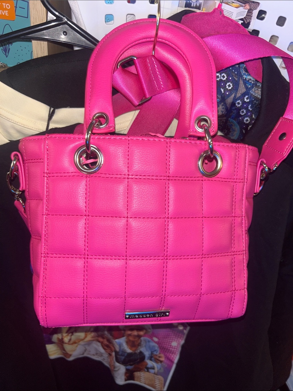 Pink Quilted Crossbody  Bag by Madden girl  new  with out tags